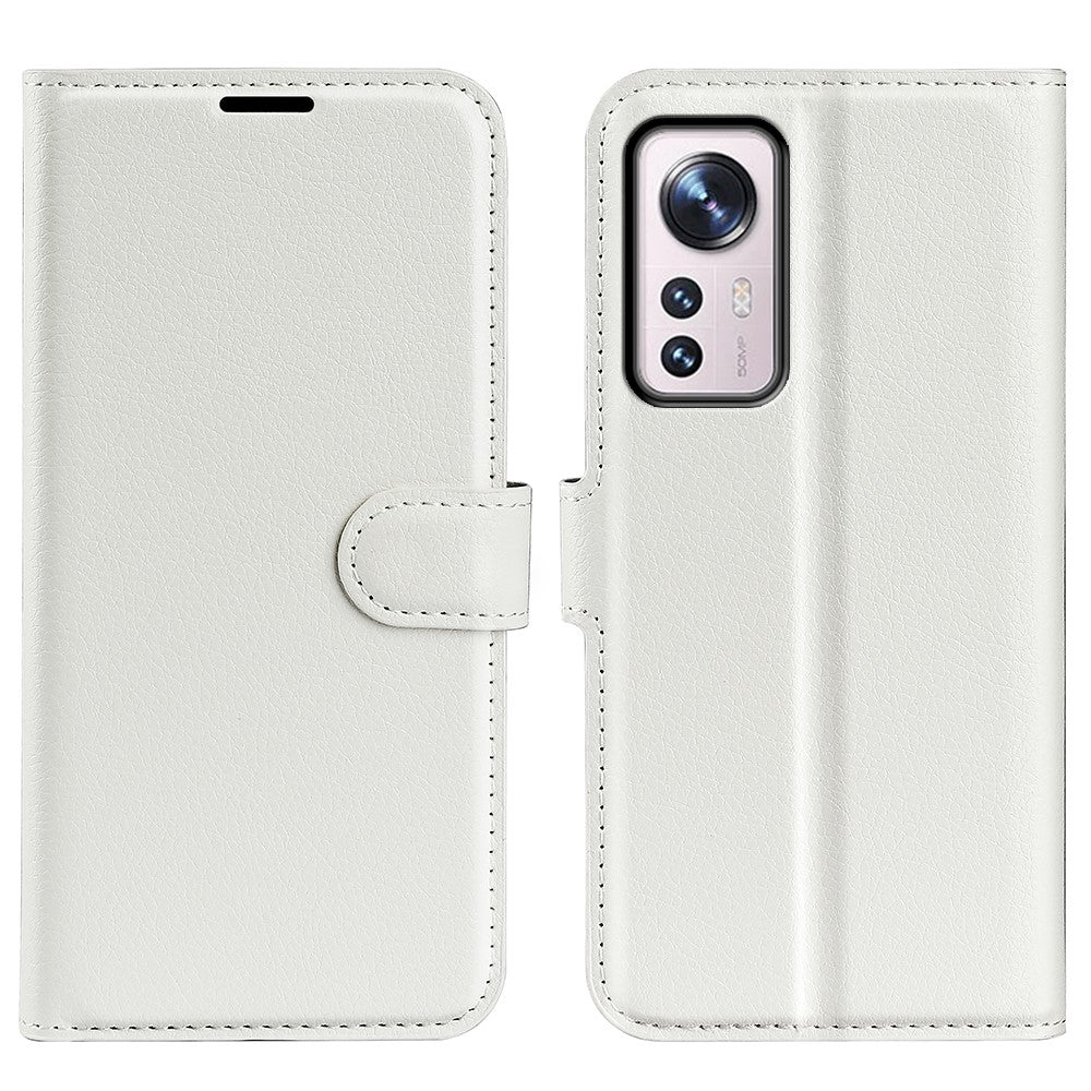 Xiaomi 12 5G/12X 5G/12S 5G Litchitexturerat läderfodral Fullt skyddande stativplånbok för mobilmobil
