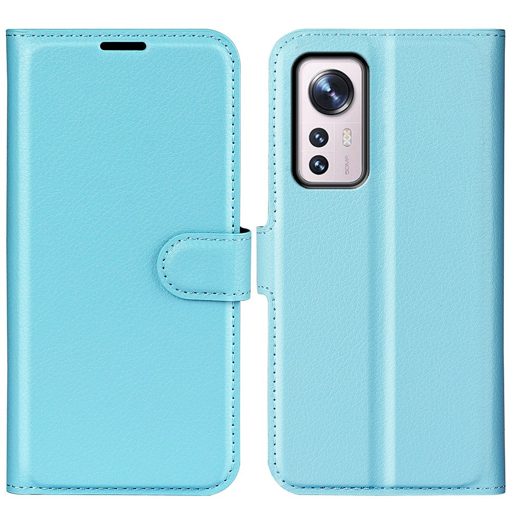 Xiaomi 12 5G/12X 5G/12S 5G Litchitexturerat läderfodral med full skyddsfunktion, stativ, plånbok, mobilmobilfodral