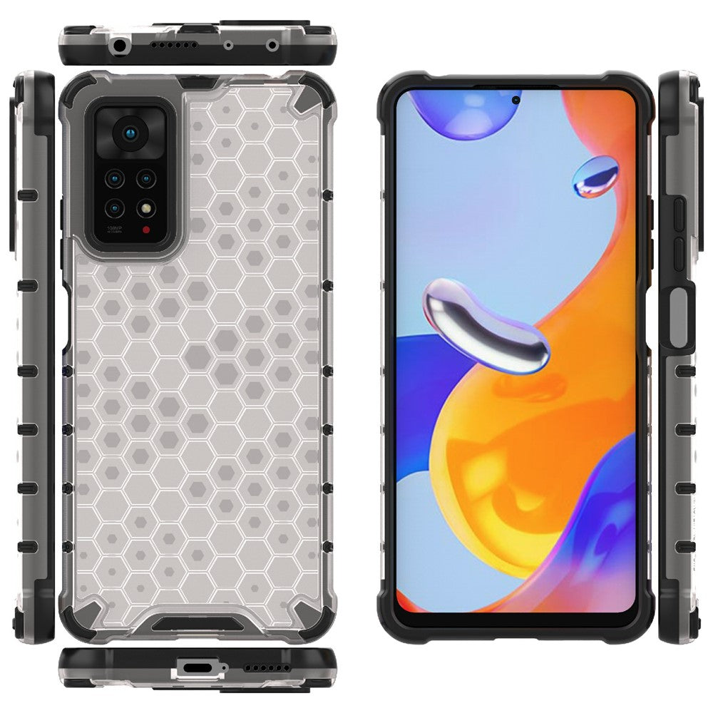 For Xiaomi Redmi Note 12 Pro 4G / 11 Pro 4G (MediaTek) / Note 11 Pro 5G (Qualcomm) Honeycomb Textured Soft TPU + Hard PC Phone Case Hybrid Protective Cover
