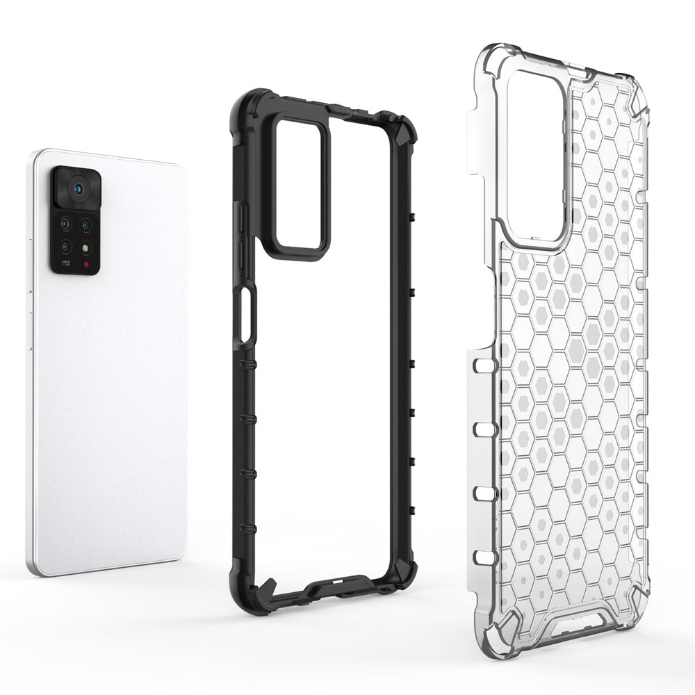 For Xiaomi Redmi Note 12 Pro 4G / 11 Pro 4G (MediaTek) / Note 11 Pro 5G (Qualcomm) Honeycomb Textured Soft TPU + Hard PC Phone Case Hybrid Protective Cover
