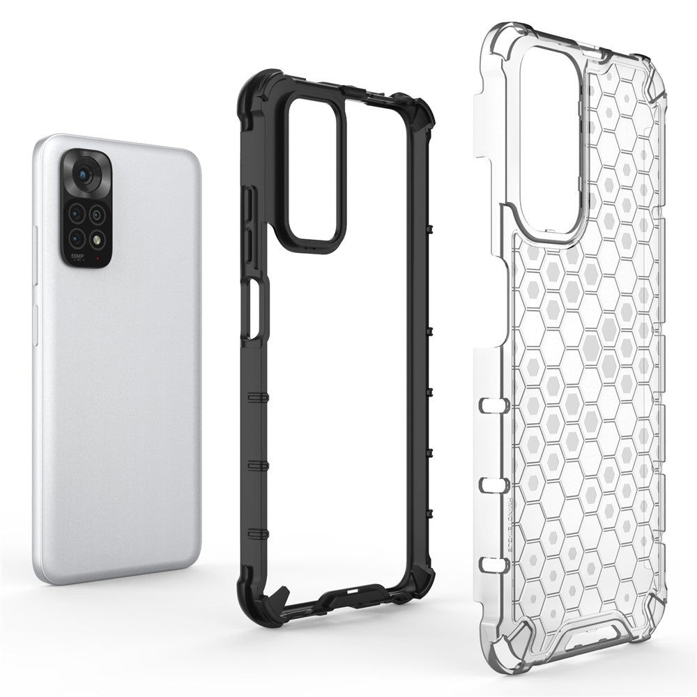 For Xiaomi Redmi Note 11 4G (Qualcomm)/Note 11S 4G Soft TPU + Hard PC Case Honeycomb Textured Anti-scratch Phone Cover