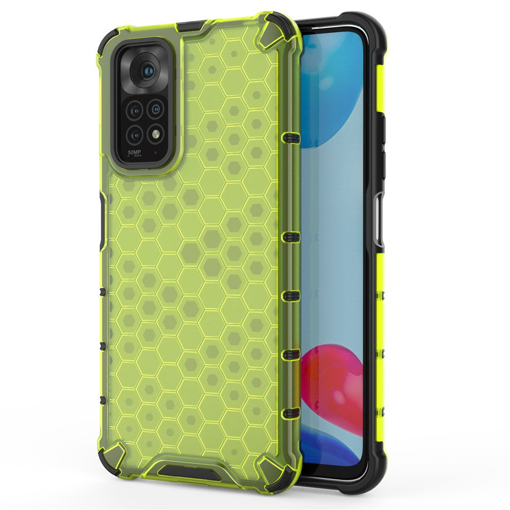 For Xiaomi Redmi Note 11 4G (Qualcomm)/Note 11S 4G Soft TPU + Hard PC Case Honeycomb Textured Anti-scratch Phone Cover