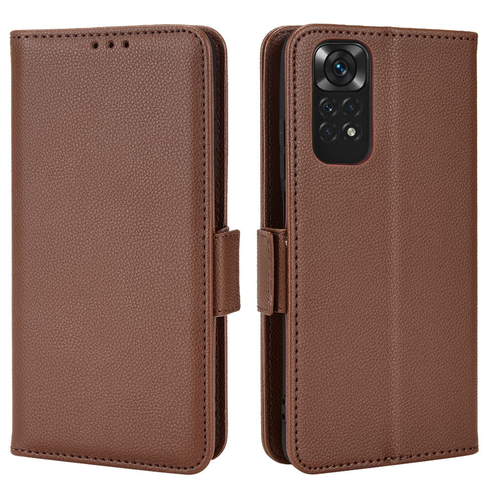 For Xiaomi Redmi Note 11 4G (Qualcomm) / Redmi Note 11S 4G Litchi Texture PU Leather Wallet Case Stand Magnetic Closure Shockproof Phone Cover