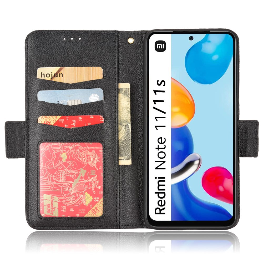 For Xiaomi Redmi Note 11 4G (Qualcomm) / Redmi Note 11S 4G Litchi Texture PU Leather Wallet Case Stand Magnetic Closure Shockproof Phone Cover
