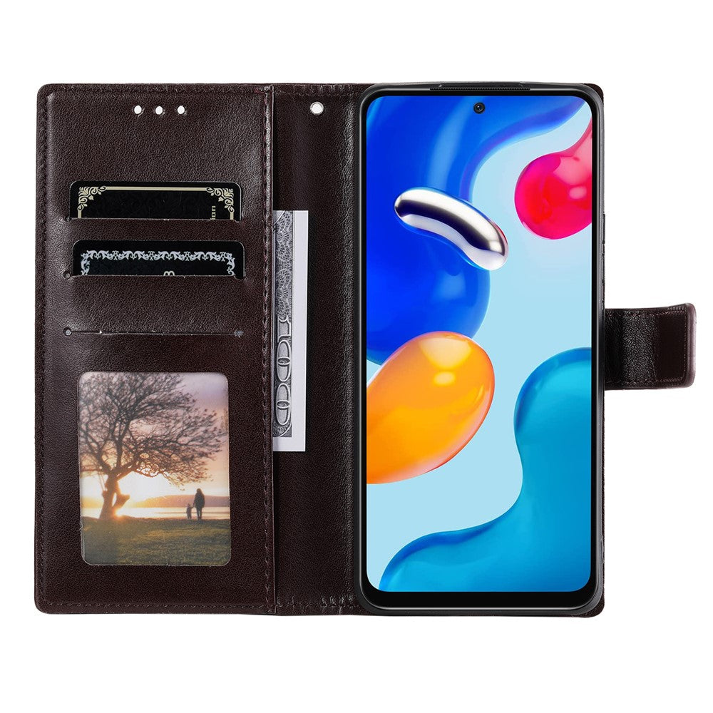 Xiaomi Redmi Note 11S 4G/Note 11 4G (Qualcomm) Läderfodral med präglad mandalablomma, plånboksfodral, mobilskal med handledsrem