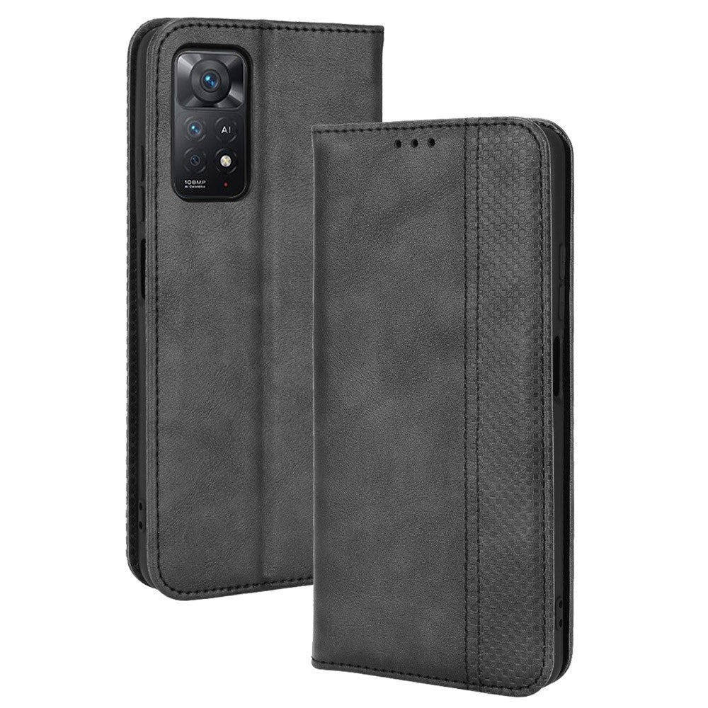 Xiaomi Redmi Note 11 Pro 4G (MediaTek) / Note 11 Pro 5G (Qualcomm) / Note 12 Pro 4G / Note 11E Pro 5G Plånboksfodral med stativ, fällbart fodral i mosaik, vintage PU-läder, magnetiskt, självabsorberande skyddsfodral