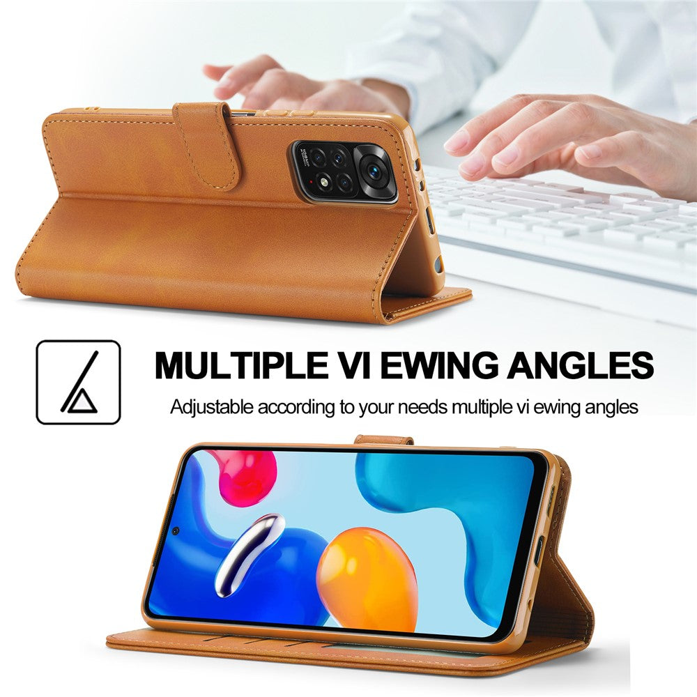 LC.IMEEKE Läderfodral till Xiaomi Redmi Note 11 4G (Qualcomm)/Redmi Note 11S 4G Folio Flip Plånboksfodral