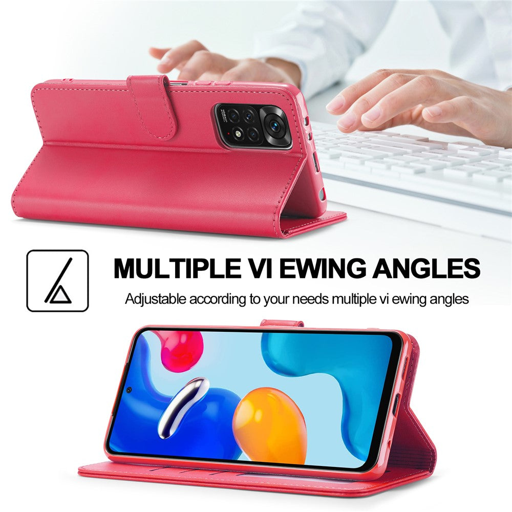 LC.IMEEKE Leather Wallet Phone Case for Xiaomi Redmi Note 12 Pro 4G / 11 Pro 4G (MediaTek) / Note 11 Pro 5G (Qualcomm) with Adjustable Stand