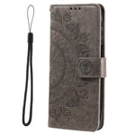 For Xiaomi Redmi Note Note 12 Pro 4G / 11 Pro 4G (MediaTek) / Redmi Note 11 Pro 5G (Qualcomm) PU Leather + Inner TPU Shockproof Cover Stand Imprinted Mandala Flower Flip Wallet Case with Strap