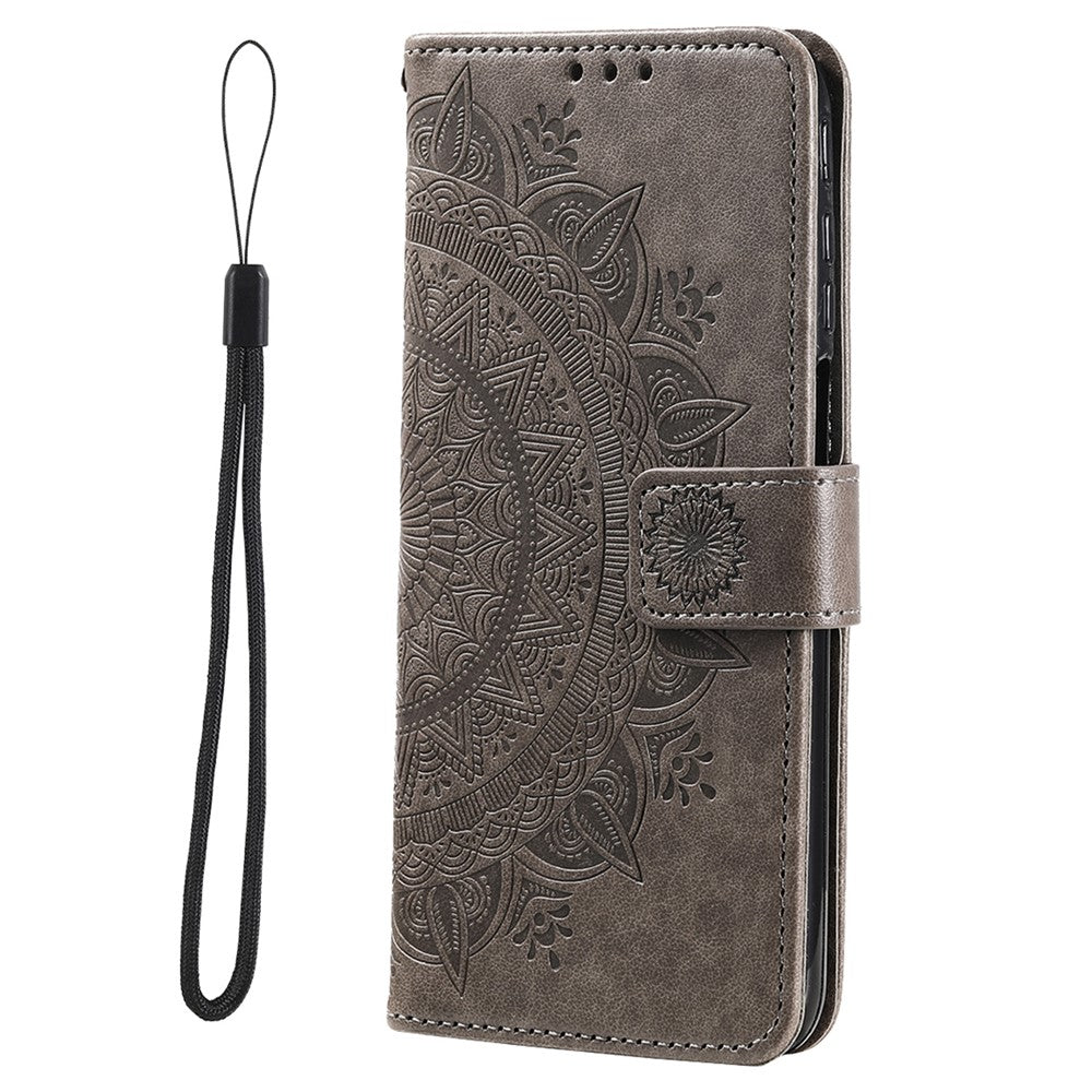 For Xiaomi Redmi Note Note 12 Pro 4G / 11 Pro 4G (MediaTek) / Redmi Note 11 Pro 5G (Qualcomm) PU Leather + Inner TPU Shockproof Cover Stand Imprinted Mandala Flower Flip Wallet Case with Strap