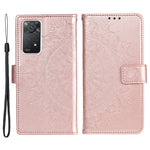 For Xiaomi Redmi Note Note 12 Pro 4G / 11 Pro 4G (MediaTek) / Redmi Note 11 Pro 5G (Qualcomm) PU Leather + Inner TPU Shockproof Cover Stand Imprinted Mandala Flower Flip Wallet Case with Strap