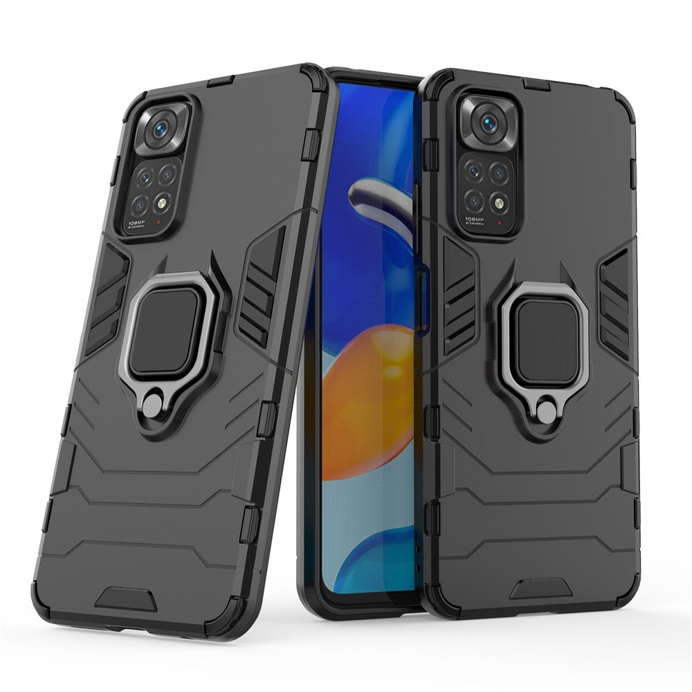 For Xiaomi Redmi Note 11 4G (Qualcomm)/Note 11S 4G Ring Kickstand Hard PC + Soft TPU Anti-fall Protective Case Phone Cover