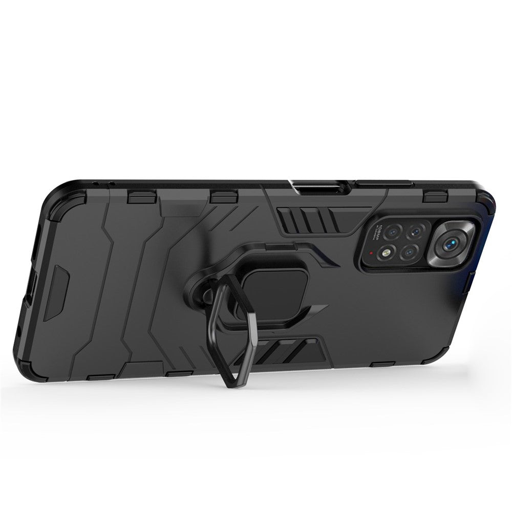 For Xiaomi Redmi Note 11 4G (Qualcomm)/Note 11S 4G Ring Kickstand Hard PC + Soft TPU Anti-fall Protective Case Phone Cover