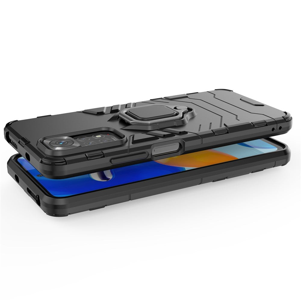 For Xiaomi Redmi Note 11 4G (Qualcomm)/Note 11S 4G Ring Kickstand Hard PC + Soft TPU Anti-fall Protective Case Phone Cover