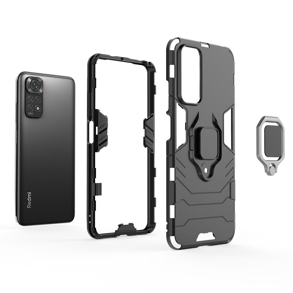 For Xiaomi Redmi Note 11 4G (Qualcomm)/Note 11S 4G Ring Kickstand Hard PC + Soft TPU Anti-fall Protective Case Phone Cover