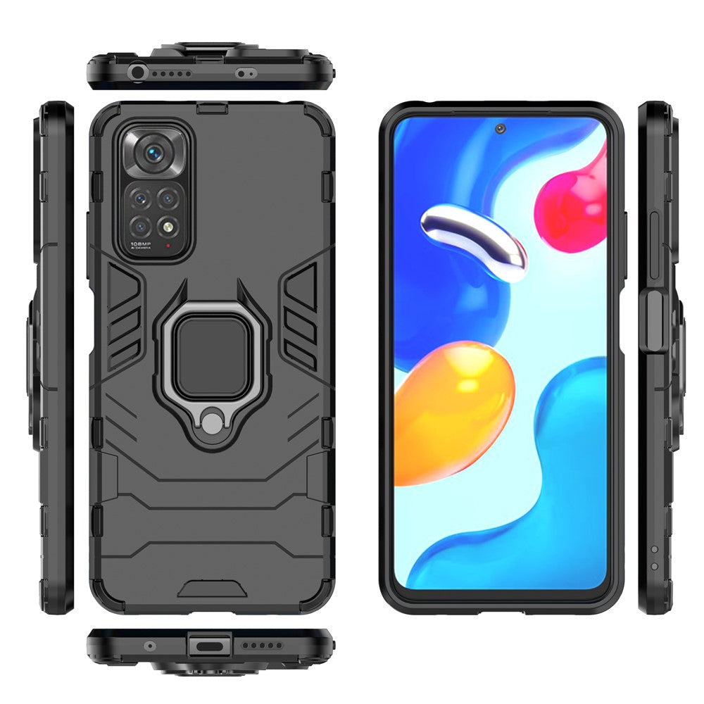 For Xiaomi Redmi Note 11 4G (Qualcomm)/Note 11S 4G Ring Kickstand Hard PC + Soft TPU Anti-fall Protective Case Phone Cover