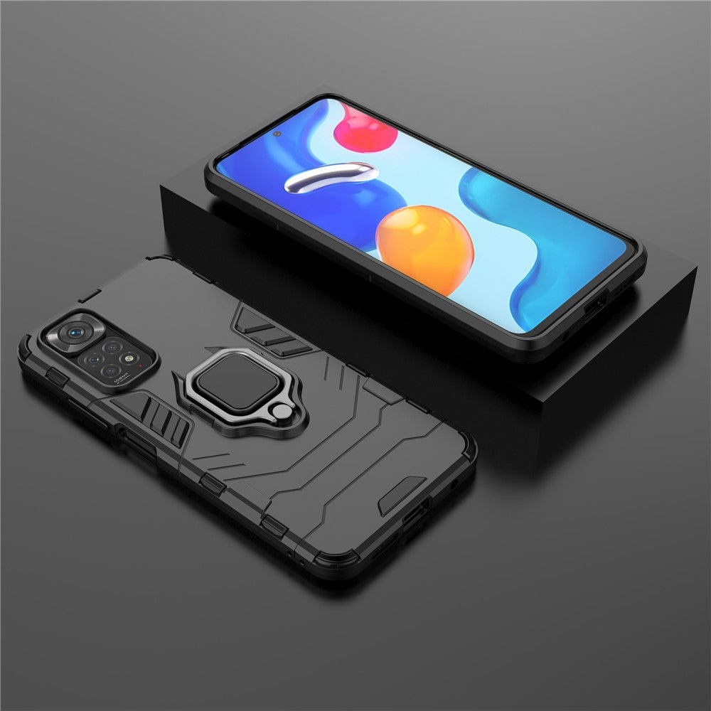 For Xiaomi Redmi Note 11 4G (Qualcomm)/Note 11S 4G Ring Kickstand Hard PC + Soft TPU Anti-fall Protective Case Phone Cover