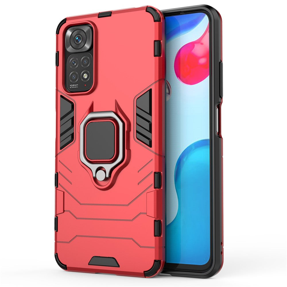 For Xiaomi Redmi Note 11 4G (Qualcomm)/Note 11S 4G Ring Kickstand Hard PC + Soft TPU Anti-fall Protective Case Phone Cover
