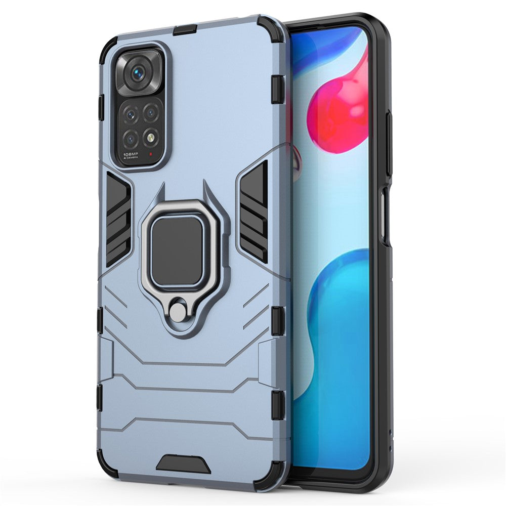 For Xiaomi Redmi Note 11 4G (Qualcomm)/Note 11S 4G Ring Kickstand Hard PC + Soft TPU Anti-fall Protective Case Phone Cover