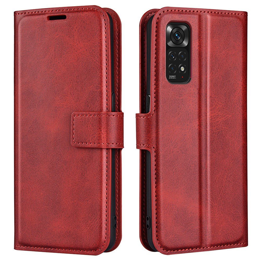 Xiaomi Redmi Note 11 4G (Qualcomm) / Redmi Note 11S 4G Fullt skydd, texturerat PU-läder, plånboksfodral, stativ, magnetiskt folio-fodral, mobilskal
