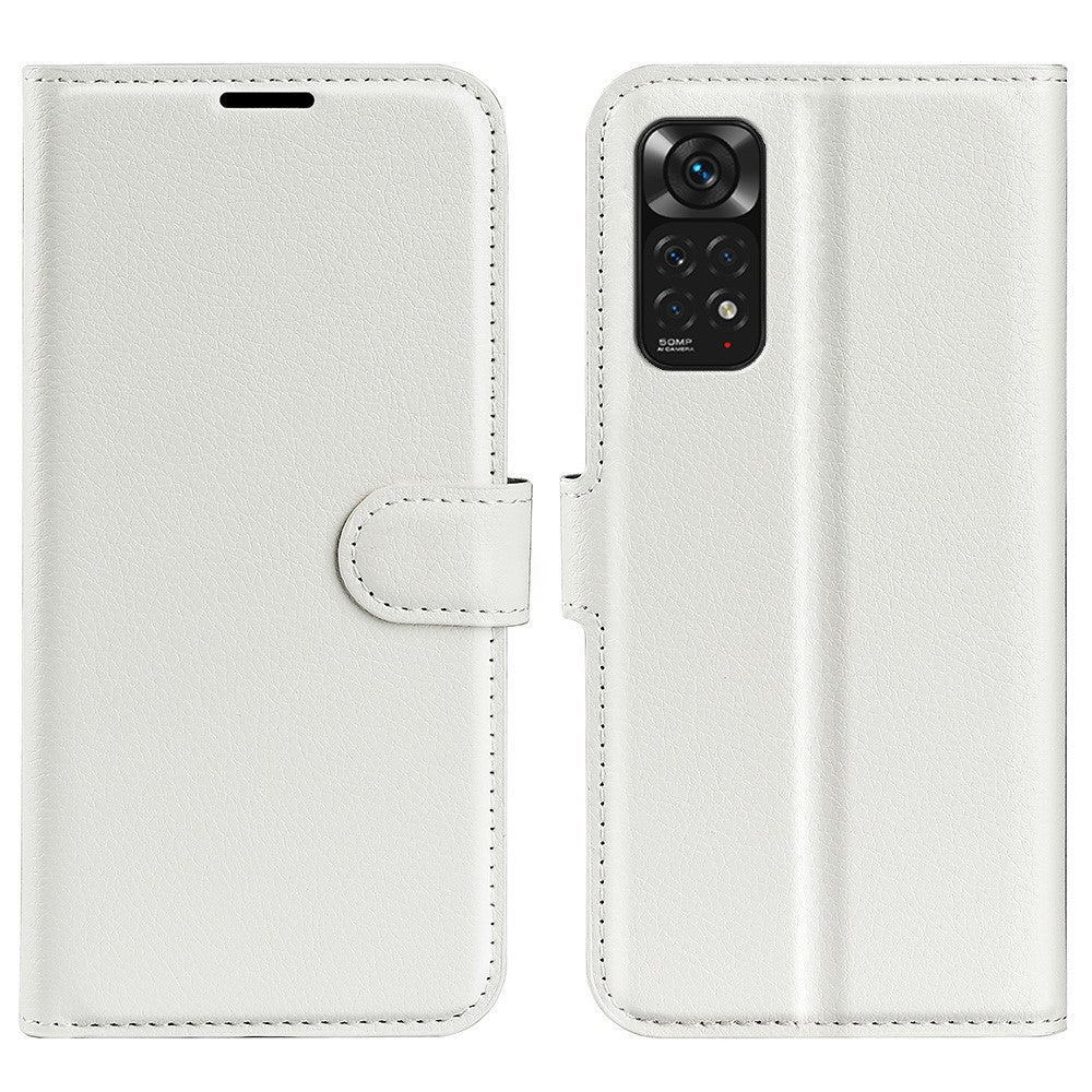 Xiaomi Redmi Note 11 4G (Qualcomm) / Redmi Note 11S 4G Litchitextur Vikbart Stativ mobilskal PU-läder Magnetisk Stängning Plånboksfodral med Flip