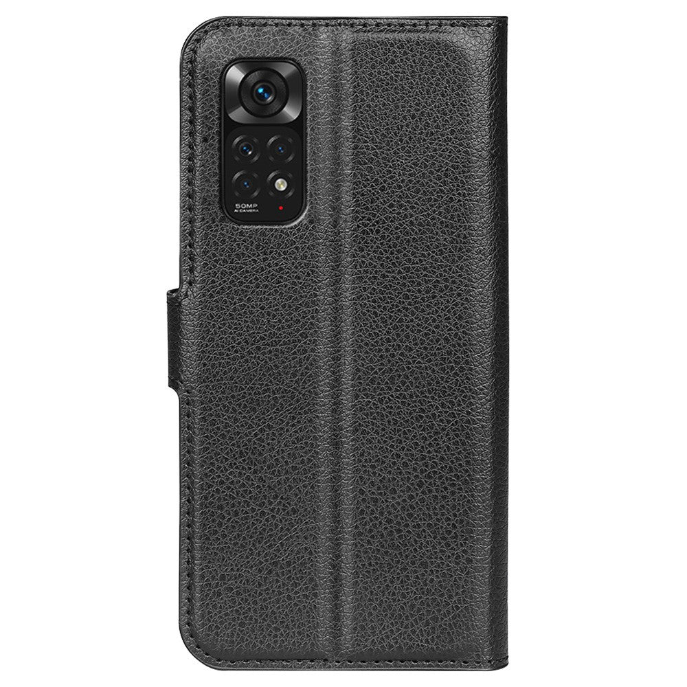 For Xiaomi Redmi Note 11 4G (Qualcomm) / Redmi Note 11S 4G Litchi Texture Folding Stand Phone Case PU Leather Magnetic Closure Wallet Flip Cover