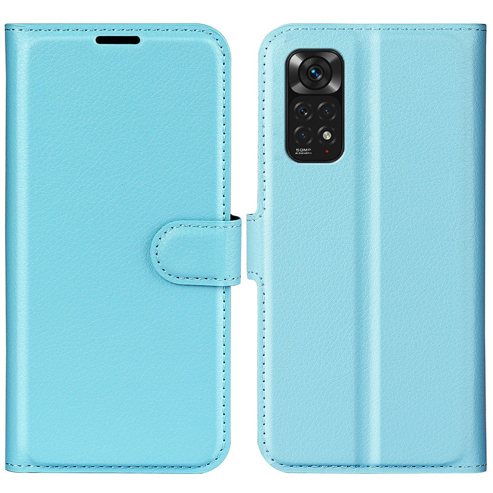 Xiaomi Redmi Note 11 4G (Qualcomm) / Redmi Note 11S 4G Litchitextur Vikbart Stativ mobilskal PU-läder Magnetisk Stängning Plånboksfodral med Flip