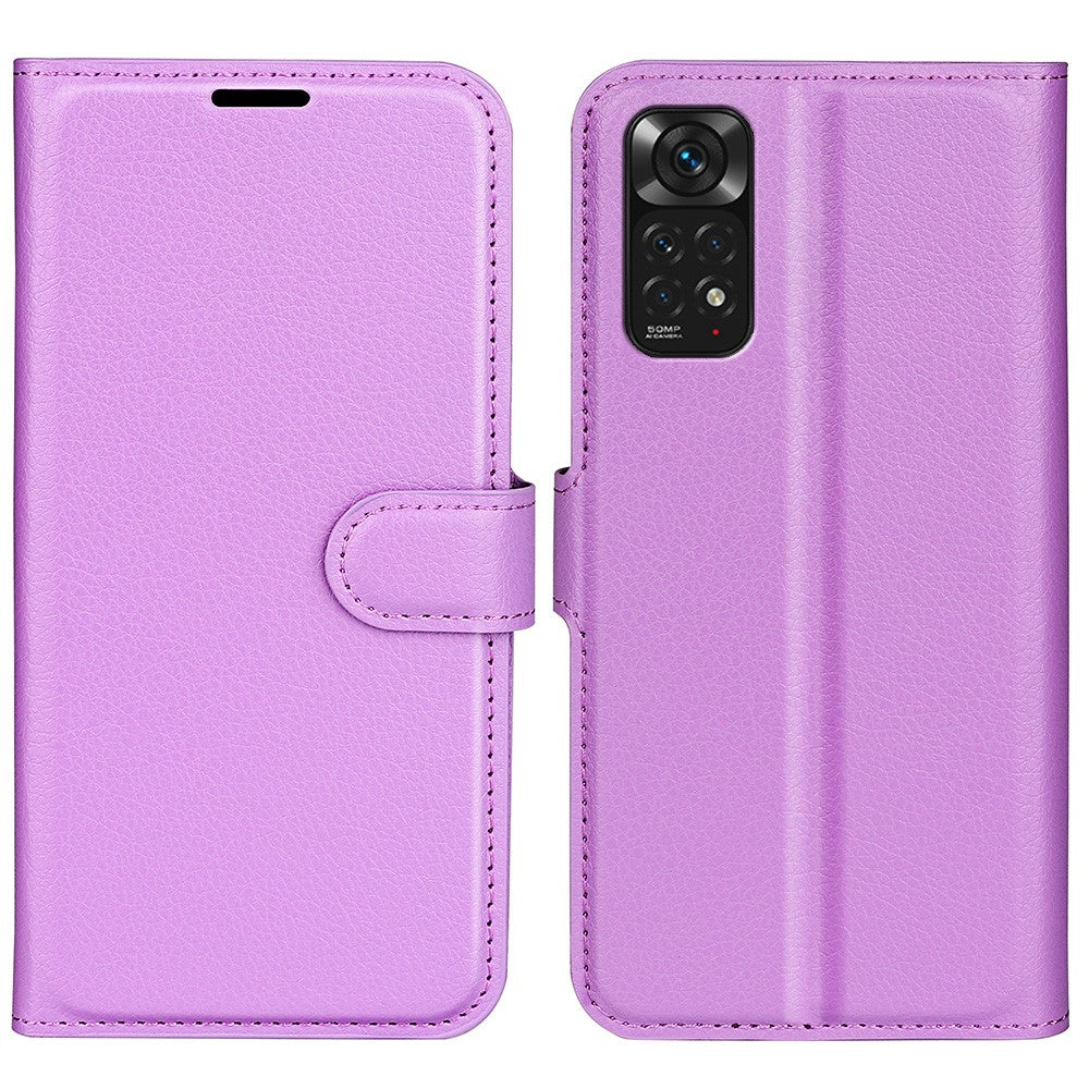 Xiaomi Redmi Note 11 4G (Qualcomm) / Redmi Note 11S 4G Litchitextur Vikbart Stativ mobilskal PU-läder Magnetisk Stängning Plånboksfodral med Flip