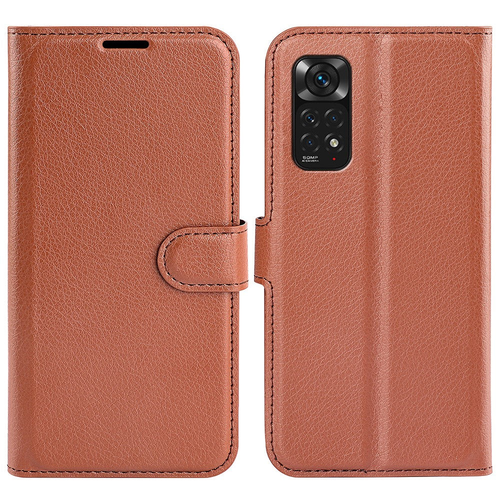 For Xiaomi Redmi Note 11 4G (Qualcomm) / Redmi Note 11S 4G Litchi Texture Folding Stand Phone Case PU Leather Magnetic Closure Wallet Flip Cover