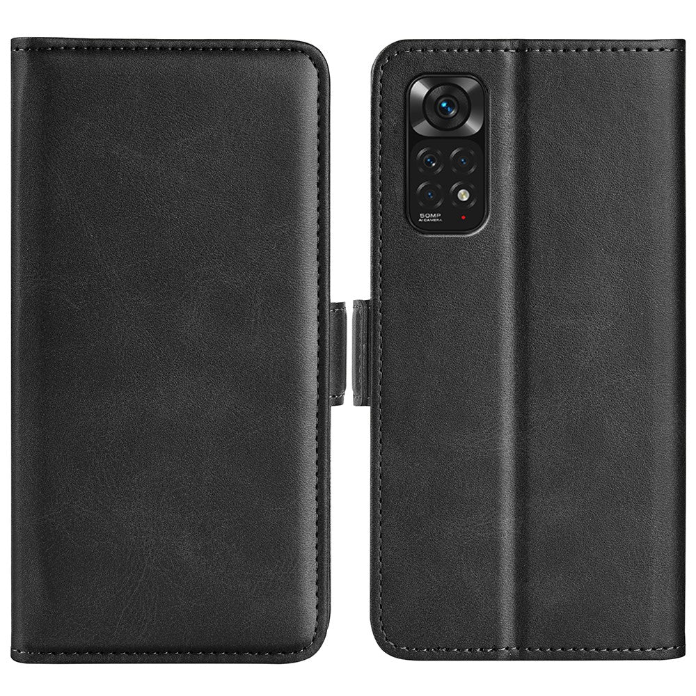For Xiaomi Redmi Note 11 4G (Qualcomm) / Redmi Note 11S 4G Dual Magnetic Flap Phone Case Textured PU Leather Viewing Stand Wallet Folio Flip Cover