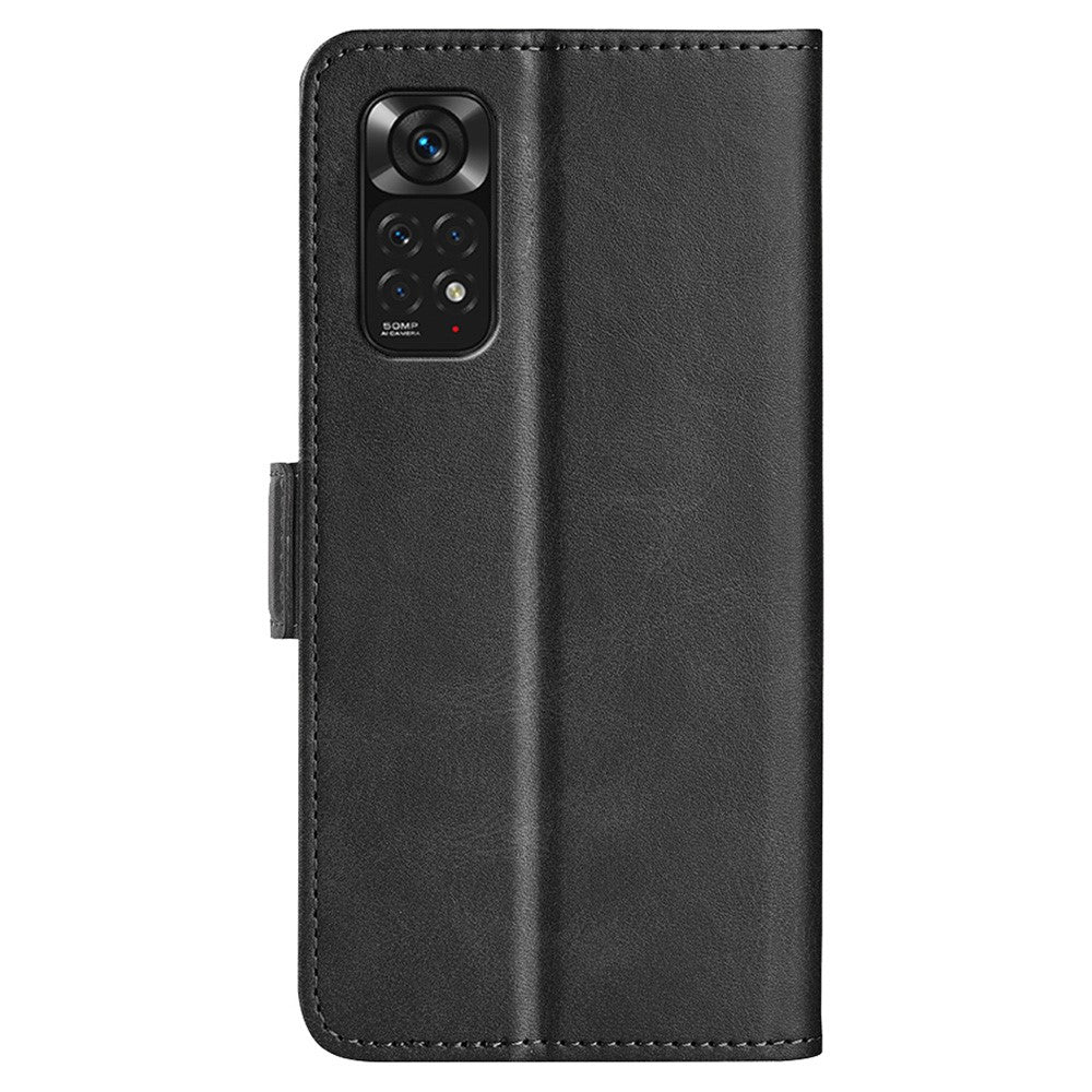 For Xiaomi Redmi Note 11 4G (Qualcomm) / Redmi Note 11S 4G Dual Magnetic Flap Phone Case Textured PU Leather Viewing Stand Wallet Folio Flip Cover