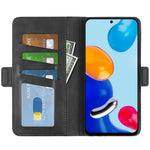 For Xiaomi Redmi Note 11 4G (Qualcomm) / Redmi Note 11S 4G Dual Magnetic Flap Phone Case Textured PU Leather Viewing Stand Wallet Folio Flip Cover