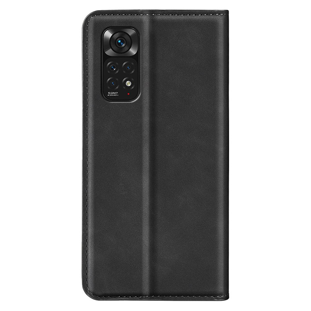 For Xiaomi Redmi Note 11 4G (Qualcomm) / Redmi Note 11S 4G Skin-touch Feeling PU Leather Phone Case Flip Wallet Magnetic Auto-absorbed Stand Cover