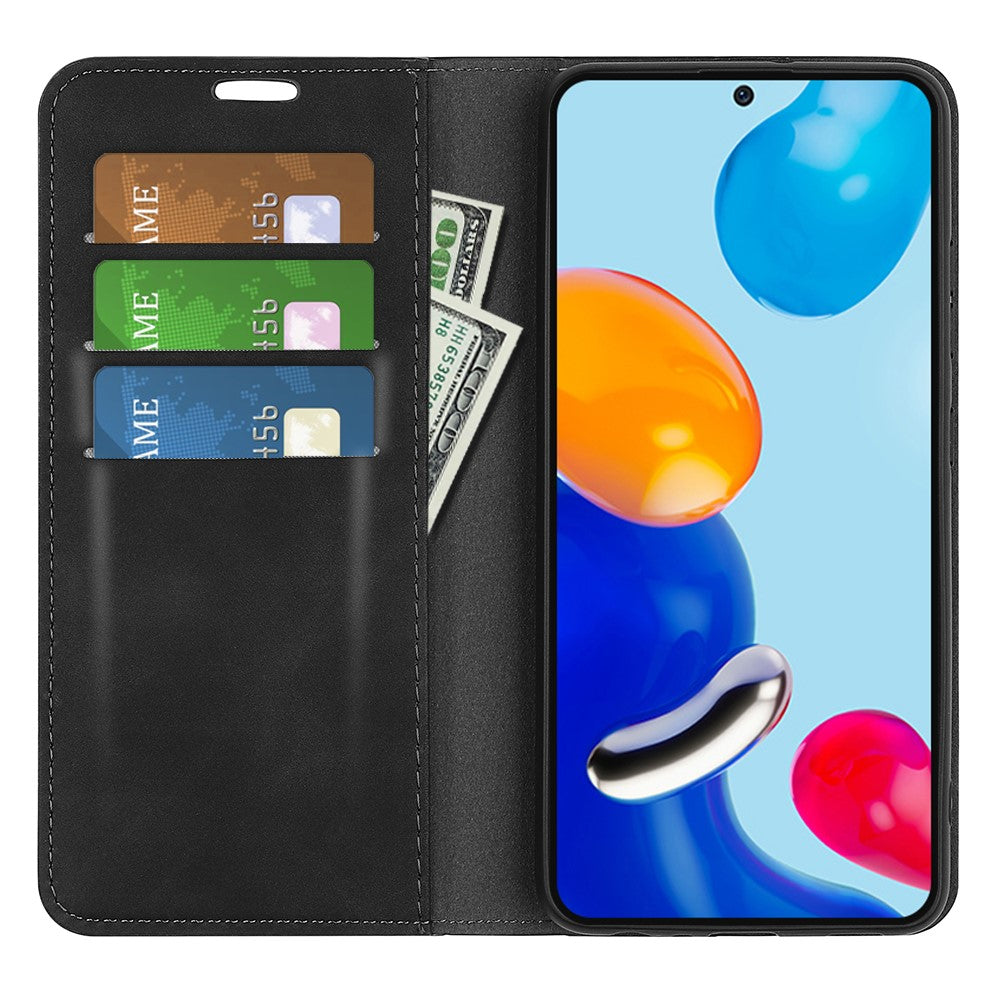 For Xiaomi Redmi Note 11 4G (Qualcomm) / Redmi Note 11S 4G Skin-touch Feeling PU Leather Phone Case Flip Wallet Magnetic Auto-absorbed Stand Cover