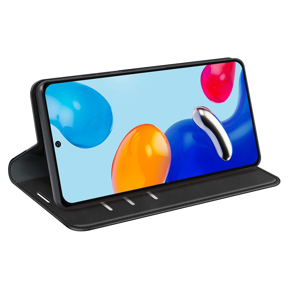 For Xiaomi Redmi Note 11 4G (Qualcomm) / Redmi Note 11S 4G Skin-touch Feeling PU Leather Phone Case Flip Wallet Magnetic Auto-absorbed Stand Cover