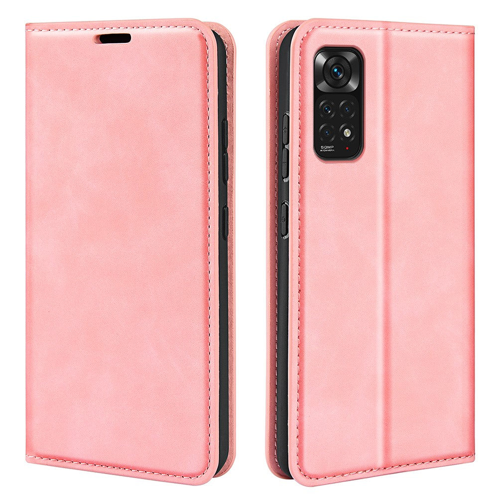 Xiaomi Redmi Note 11 4G (Qualcomm) / Redmi Note 11S 4G-cover i hudvenligt PU-læder, sammenfoldeligt pungcover, magnetisk med selvholdende stativ
