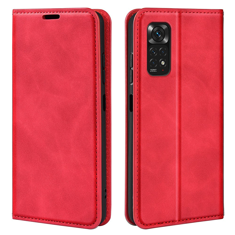 Xiaomi Redmi Note 11 4G (Qualcomm) / Redmi Note 11S 4G-cover i hudvenligt PU-læder, sammenfoldeligt pungcover, magnetisk med selvholdende stativ