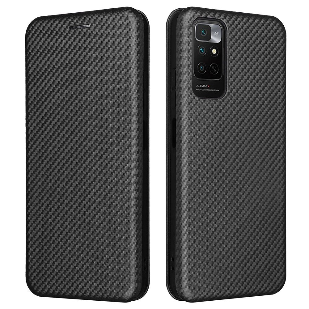 For Xiaomi Redmi Note 11S 4G / Redmi Note 11 4G (Qualcomm) Carbon Fiber Texture PU Leather Case Magnetic Horizontal Flip Stand Cover with Card Slot