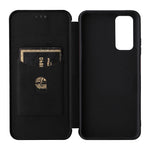 For Xiaomi Redmi Note 11S 4G / Redmi Note 11 4G (Qualcomm) Carbon Fiber Texture PU Leather Case Magnetic Horizontal Flip Stand Cover with Card Slot