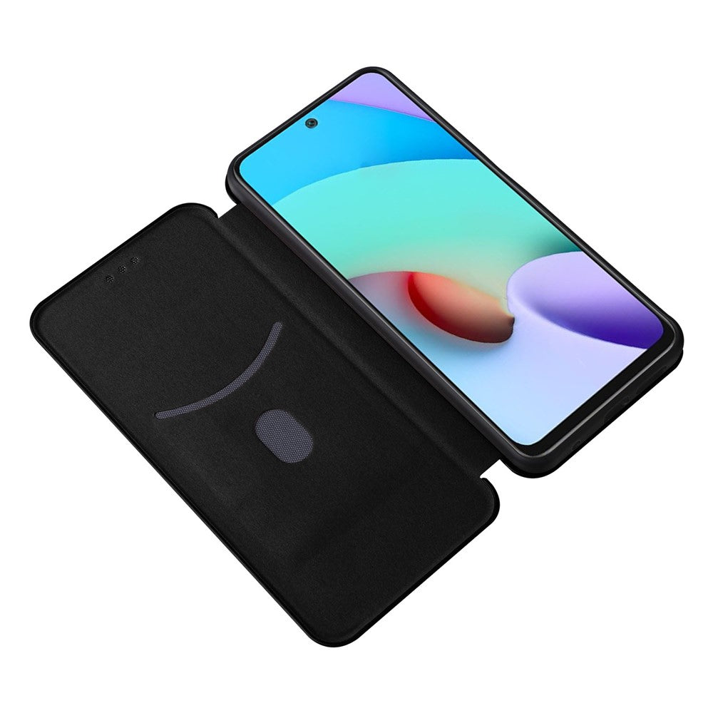For Xiaomi Redmi Note 11S 4G / Redmi Note 11 4G (Qualcomm) Carbon Fiber Texture PU Leather Case Magnetic Horizontal Flip Stand Cover with Card Slot