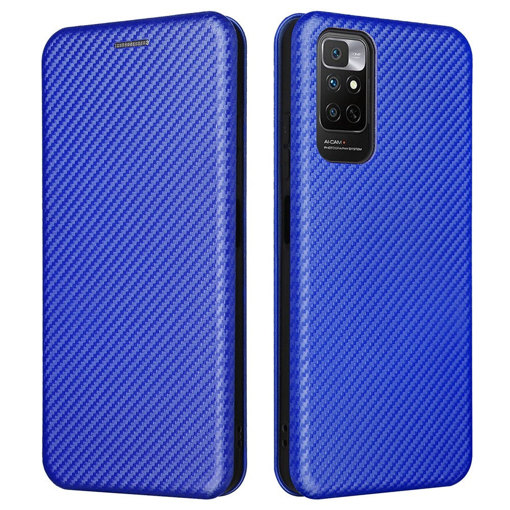 For Xiaomi Redmi Note 11S 4G / Redmi Note 11 4G (Qualcomm) Carbon Fiber Texture PU Leather Case Magnetic Horizontal Flip Stand Cover with Card Slot