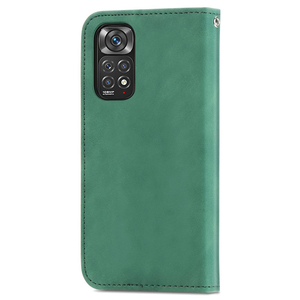 Xiaomi Redmi Note 11S 4G 2022 (Mediatek Helio G96) Retroskal i PU-läder med hudkänsla, korthållare, magnetiskt absorberande stativ, fällbart fodral