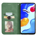 Xiaomi Redmi Note 11S 4G 2022 (Mediatek Helio G96) Retroskal i PU-läder med hudkänsla, korthållare, magnetiskt absorberande stativ, fällbart fodral