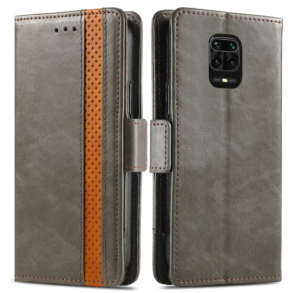 CASENEO 002 Series For Xiaomi Redmi Note 9 Pro/Note 9 Pro Max/Note 9S Splicing PU Leather Case Business Style Anti-drop Flip Folio Wallet Cover with Stand