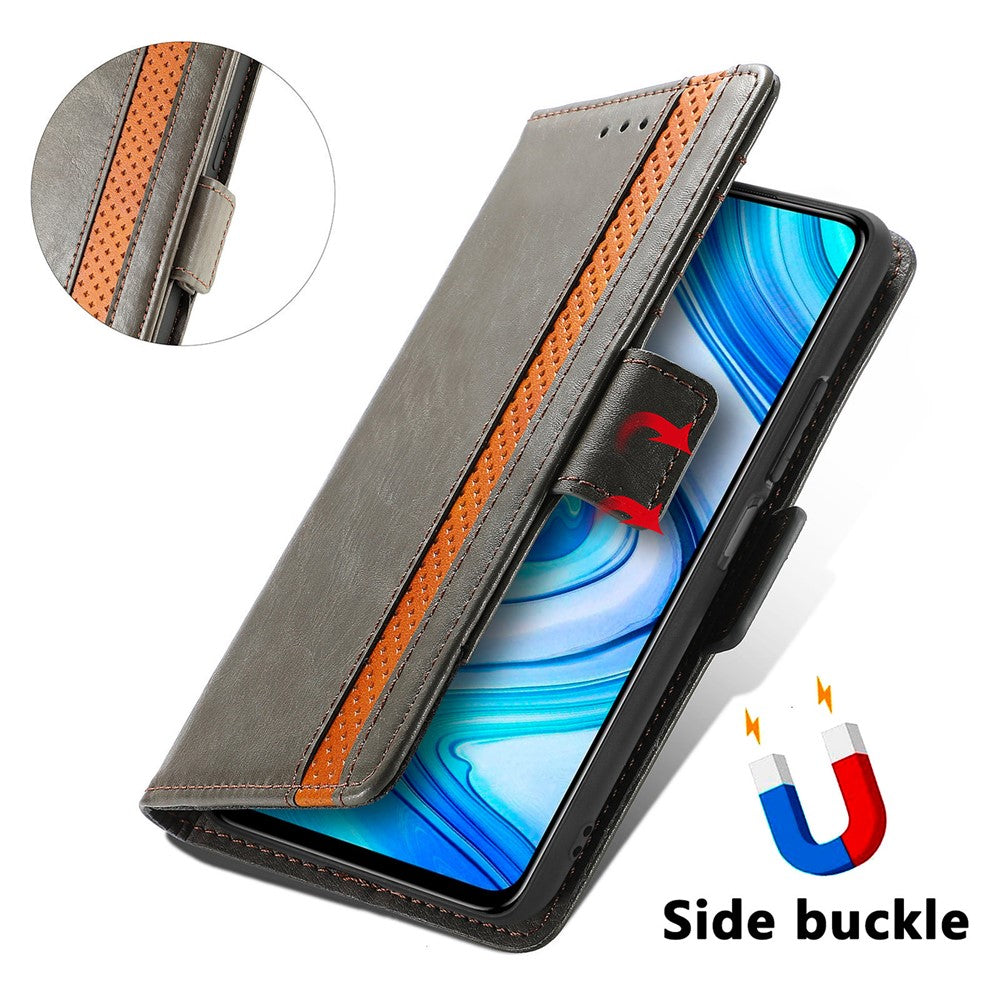 CASENEO 002 Series For Xiaomi Redmi Note 9 Pro/Note 9 Pro Max/Note 9S Splicing PU Leather Case Business Style Anti-drop Flip Folio Wallet Cover with Stand