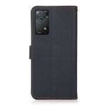 KHAZNEH for Xiaomi Redmi Note 12 Pro 4G / 11 Pro 4G (MediaTek) / Note 11 Pro 5G (Qualcomm) RFID Blocking Fully Wrapped Genuine Leather Shell with Wallet and Stand