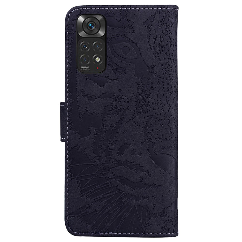 For Xiaomi Redmi Note 11S 4G / Redmi Note 11 4G (Qualcomm) Tiger Pattern Imprinted PU Leather Shockproof Wallet Case Magnetic Folio TPU Bumper Protector Cover