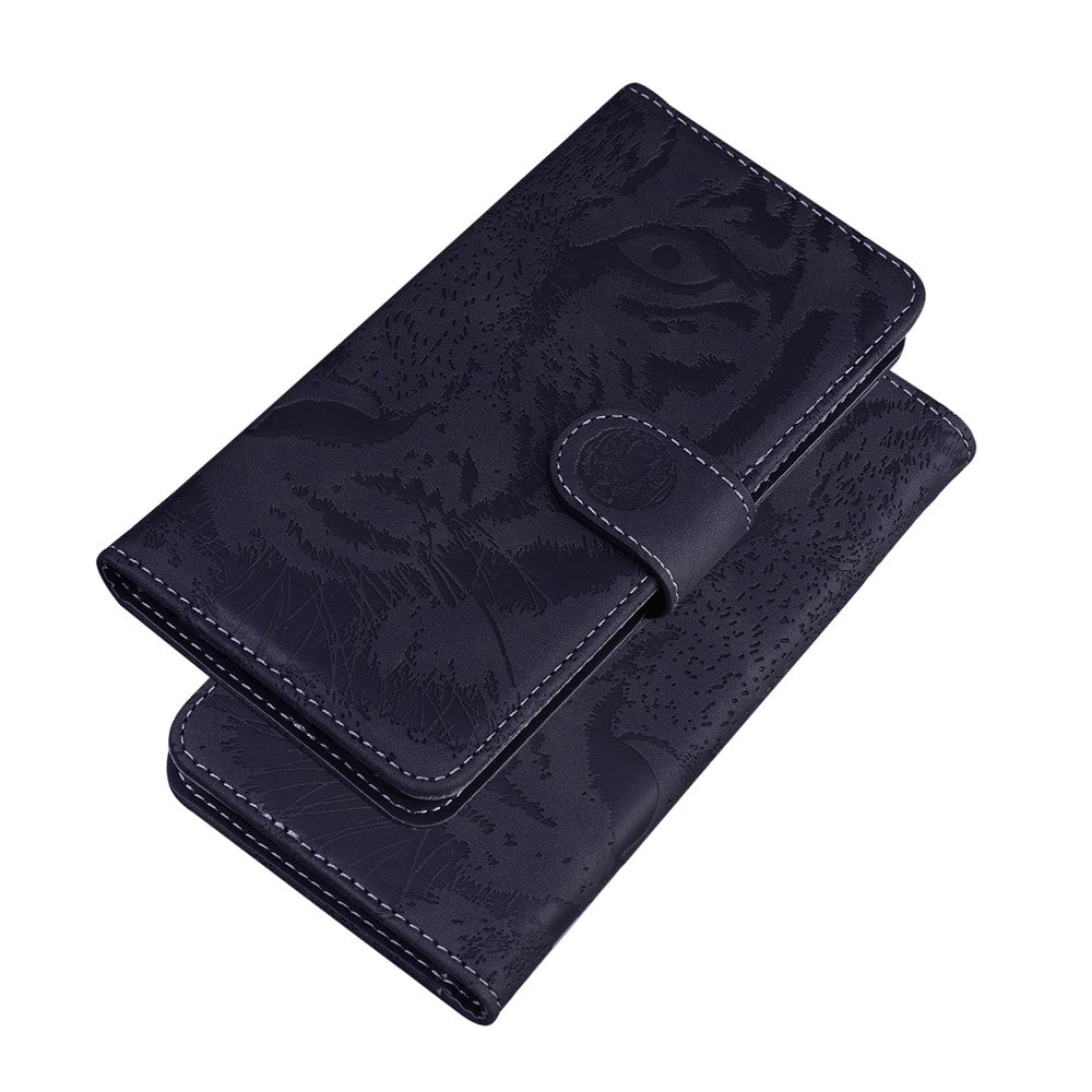 For Xiaomi Redmi Note 11S 4G / Redmi Note 11 4G (Qualcomm) Tiger Pattern Imprinted PU Leather Shockproof Wallet Case Magnetic Folio TPU Bumper Protector Cover