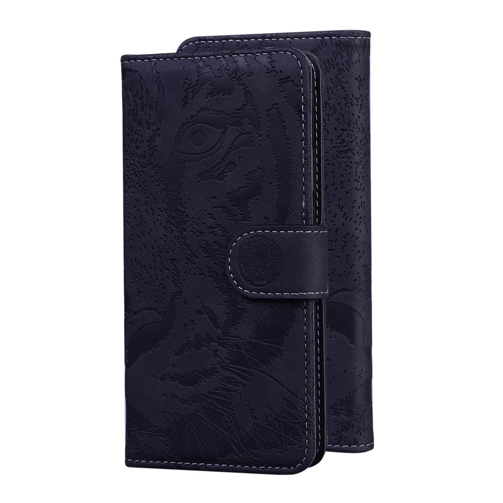For Xiaomi Redmi Note 11S 4G / Redmi Note 11 4G (Qualcomm) Tiger Pattern Imprinted PU Leather Shockproof Wallet Case Magnetic Folio TPU Bumper Protector Cover