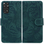 Xiaomi Redmi Note 11S 4G / Redmi Note 11 4G (Qualcomm) Tigermönster Präglat PU-läder Stötsäkert Plånboksfodral Magnetisk Folio TPU Stötfångarskydd